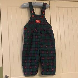 Oshkosh Vintage Overalls Plaid Apples Schoolhouse